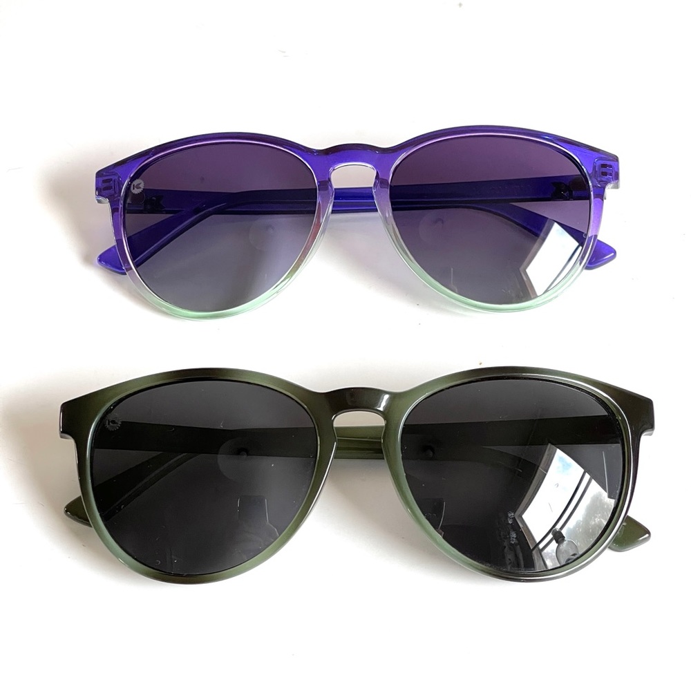 Lot of 2 Pairs Knockaround Sunglasses - Indigo Sky Purple & Army Green Mai Tais